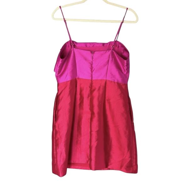 Anthropologie Hutch Serena Bow A-Line Mini Dress Womens 10 Purple Red Colorblock - Picture 4 of 8